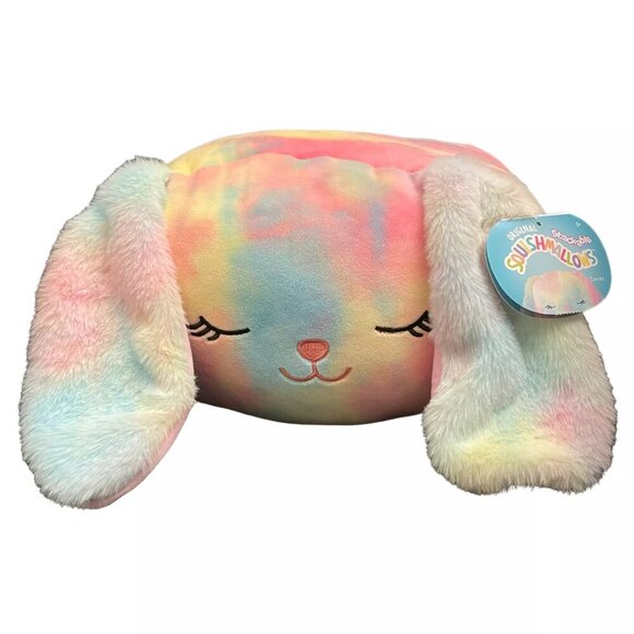 NEW Squishmallows Candy the Rainbow Tie Dye Bunny w/ Fuzzy Ears 12" STACKABLE - Picture 1 of 3